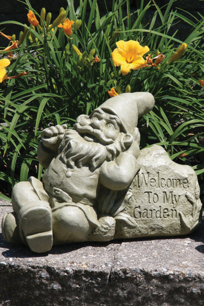 Lazy Daze Gnome Sculpture Welcome to My Garden Decorative Art